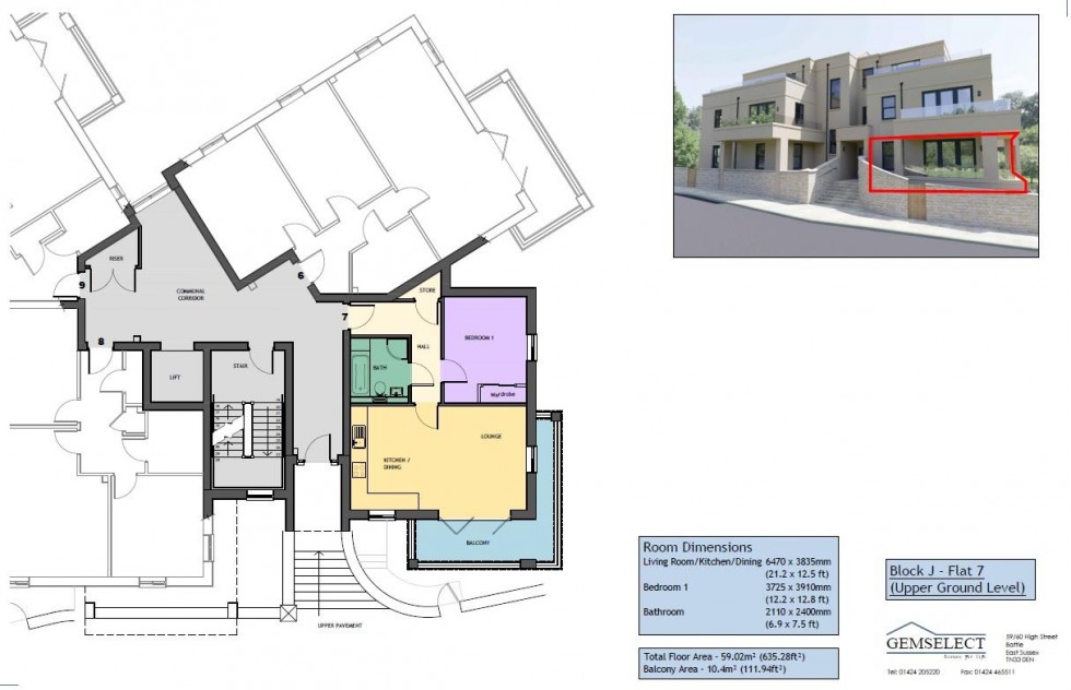 Floorplan for Apartment 7 Victoria House, Archery Road, St Leonards