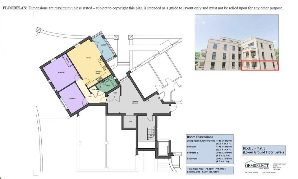 Floorplan for Apartment 5 Victoria House, Archery Road, St Leonards-on-sea