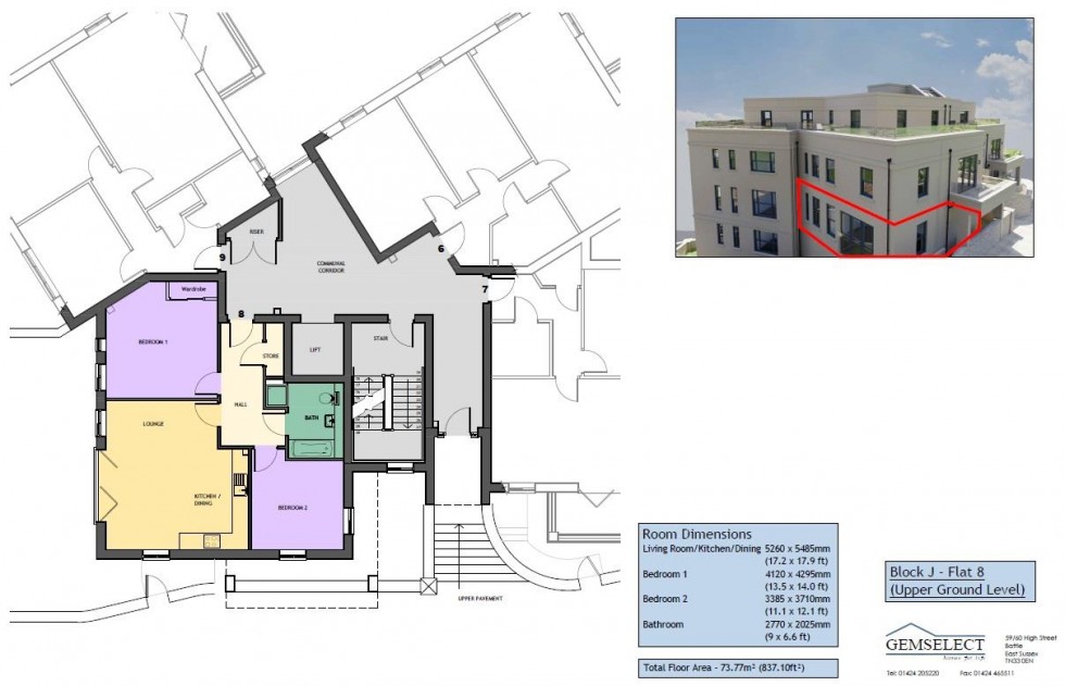 Floorplan for Apartment 8, Archery Road, St Leonards-on-sea