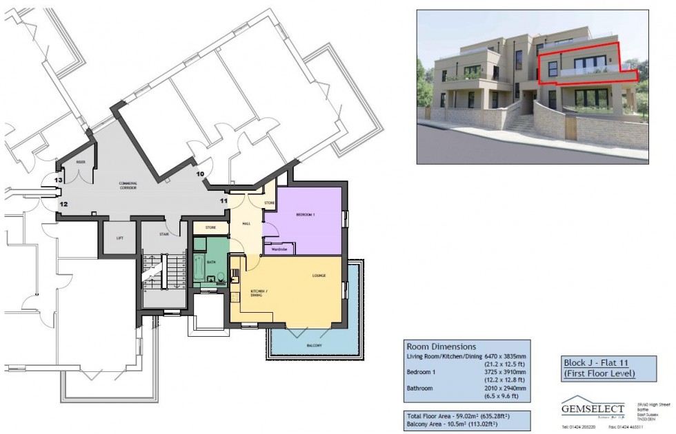 Floorplan for Apartment 11 Victoria House , Archery Road, St Leonards-on-sea