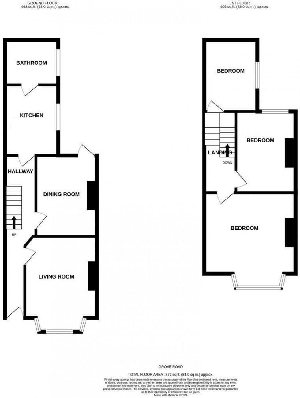 Floorplan for Grove Road, Hastings